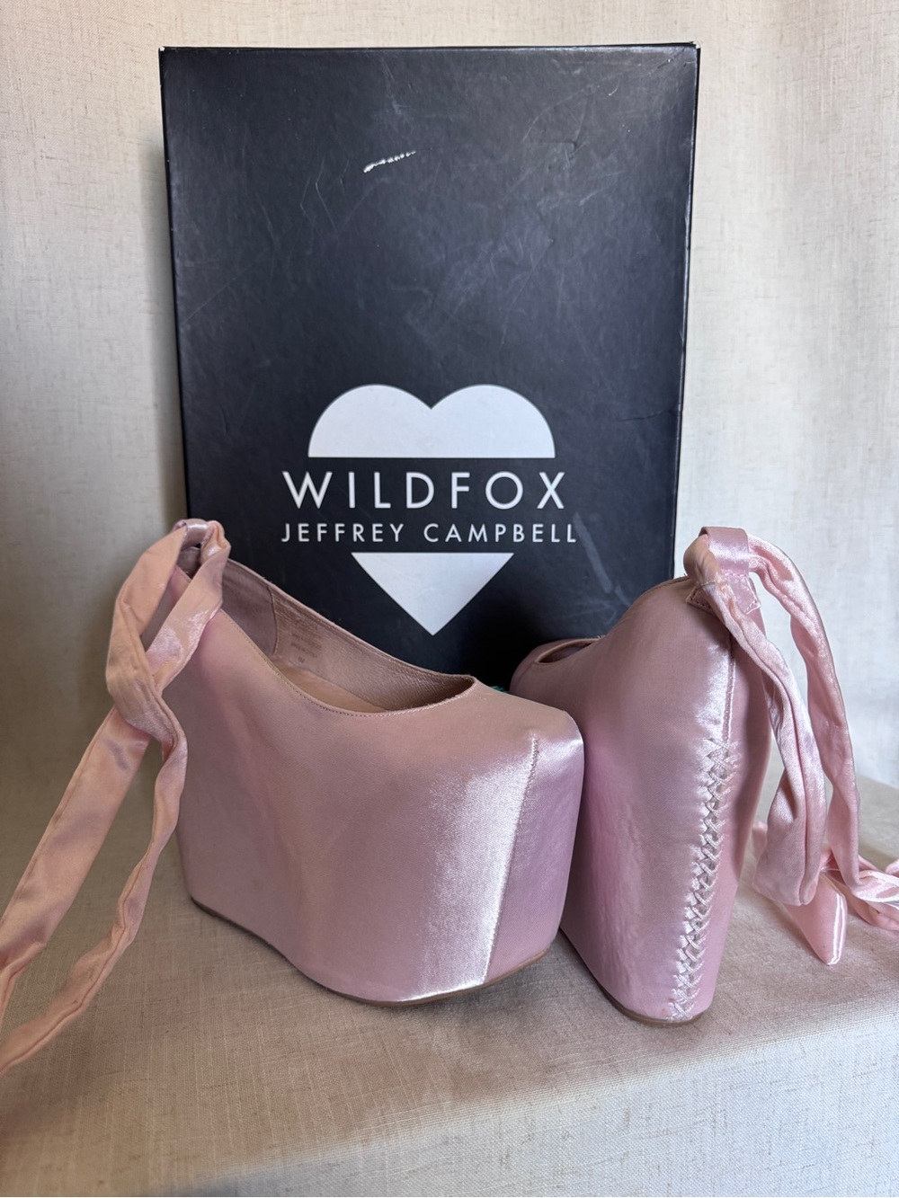 Wildfox x Jeffrey Campbell Ballet Platform Pink Satin Heels Size 8